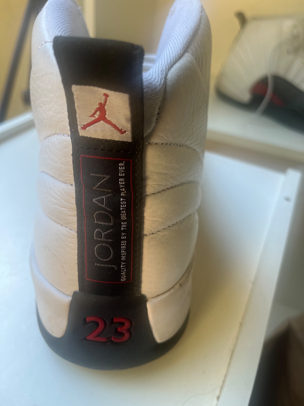 Air Jordan 12 Retro Men’s Basketball Shoes - White/Black/Red Size 11.5